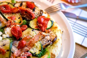 Tasty pizza with vegetables